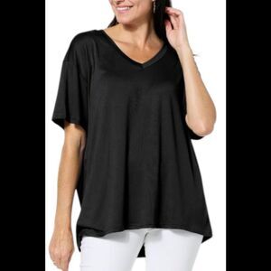 HUE Women's All-Day Comfy Knit Oversized Boyfriend Tee Black - Regular